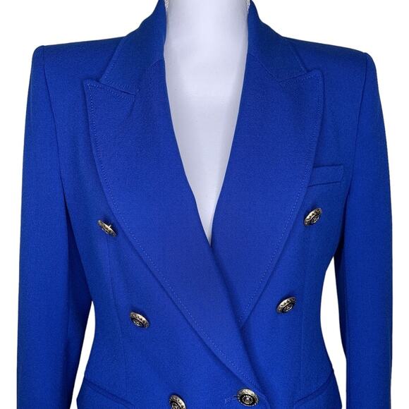 Zara Double Breasted Cobalt Blue Gold Button Crepe Blazer Kate Middleton Size XS - Picture 10 of 15